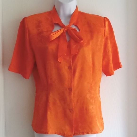 Cavlar | Vintage Silk Blend Orange Blouse - Picture 2 of 8